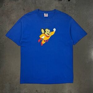 2002 Mighty Mouse Cartoon Graphic T-Shirt Blue